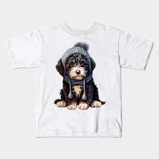 Winter Portuguese Water Dog Kids T-Shirt